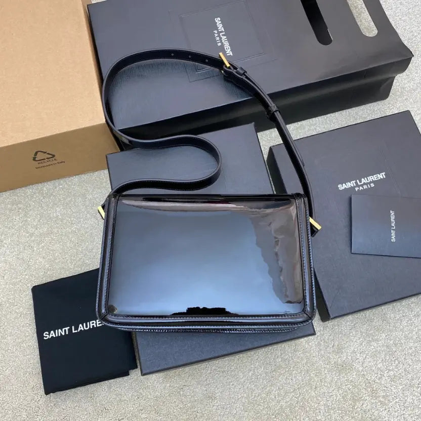 Boutique Quality || YSL Leather Black/Gold Buckle Crossbody Bag