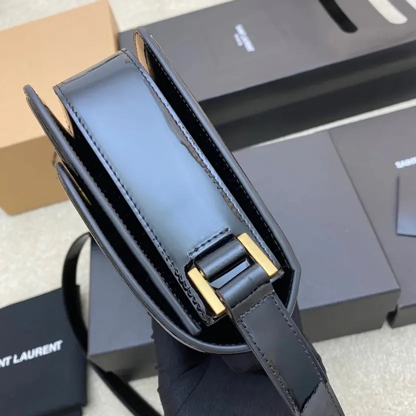 Boutique Quality || YSL Leather Black/Gold Buckle Crossbody Bag