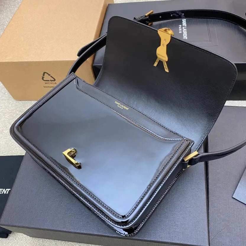 Boutique Quality || YSL Leather Black/Gold Buckle Crossbody Bag