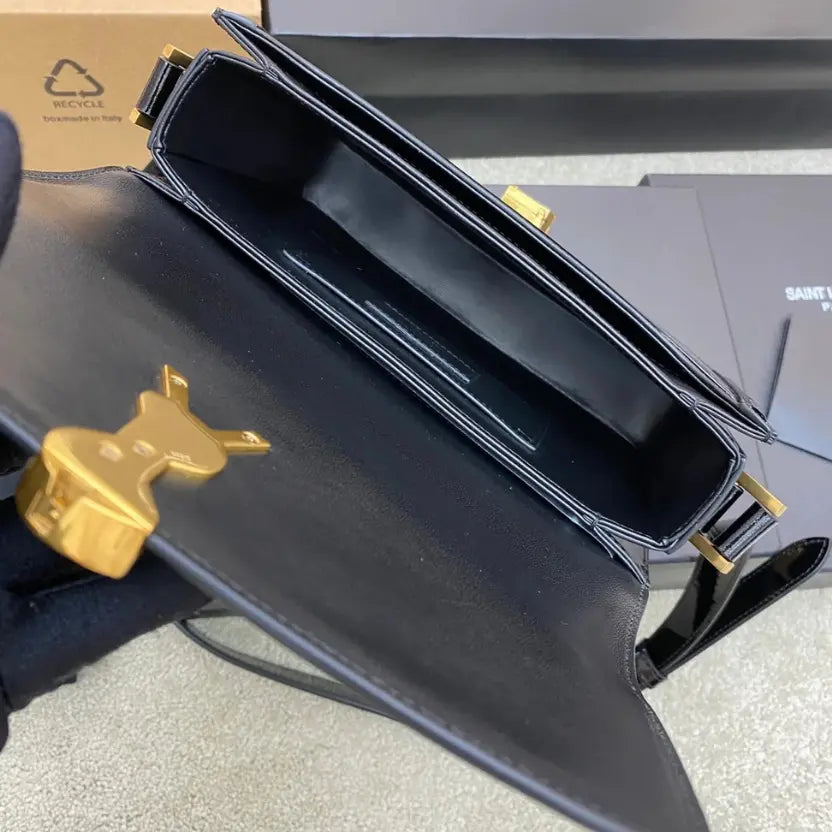 Boutique Quality || YSL Leather Black/Gold Buckle Crossbody Bag