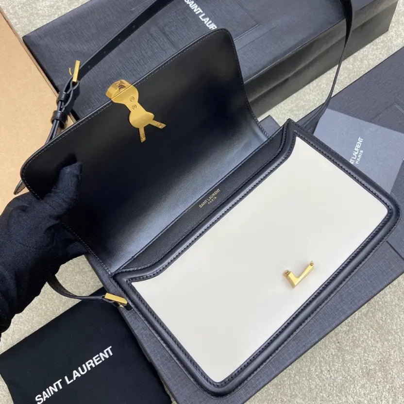 Boutique Quality || YSL Adjustable Crossbody Bag in White and Black