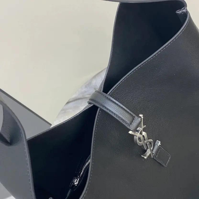 Boutique Quality || YSL Black Large Smooth Leather Handbag