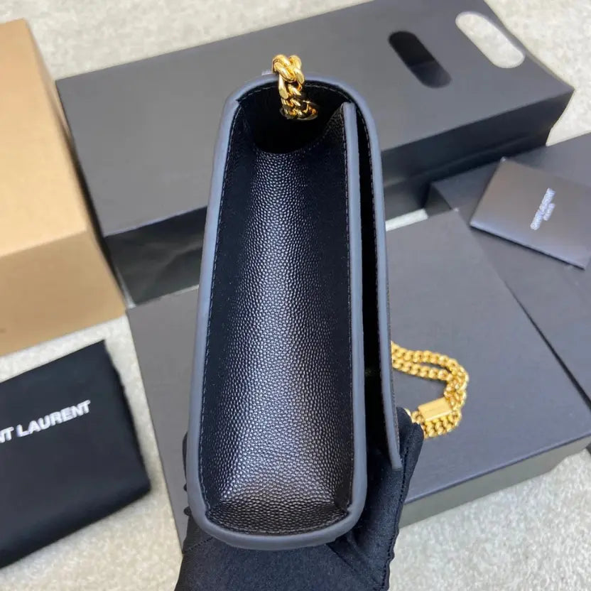 Boutique Quality || YSL Spherical Black/Gold Pattern Kate chain crossbody bag