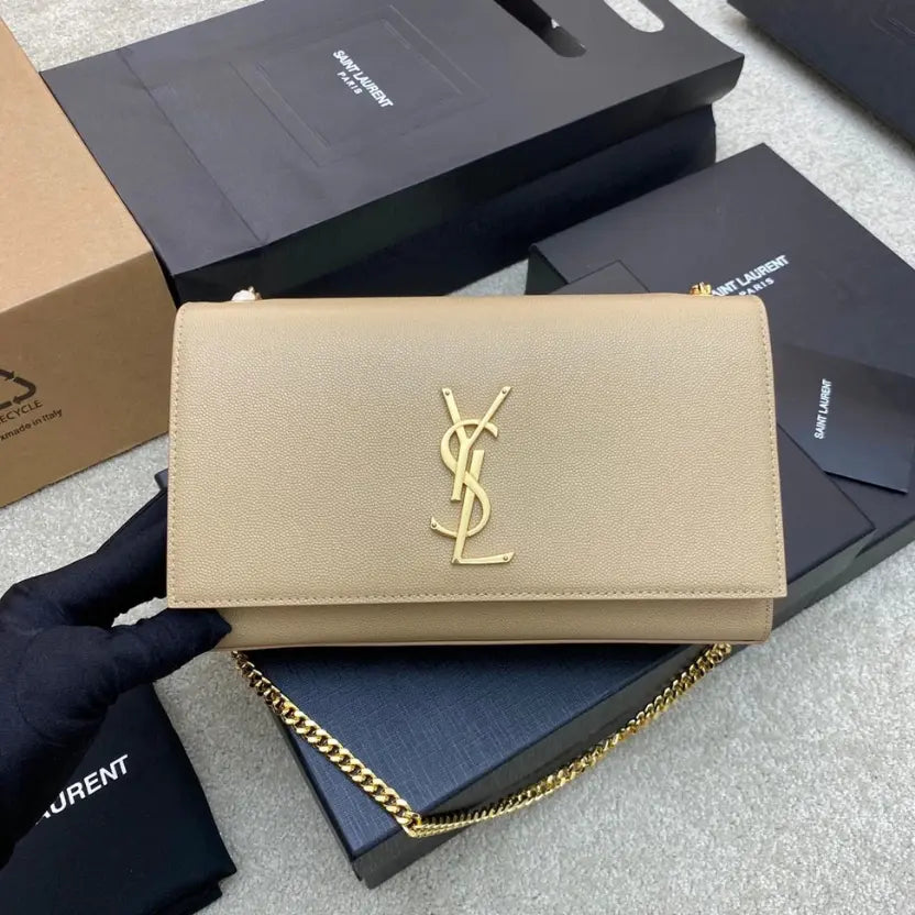 Boutique Quality || YSL Spherical Apricot/Gold Kate chain crossbody bag