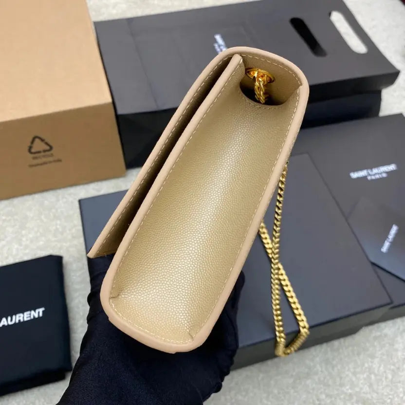 Boutique Quality || YSL Spherical Apricot/Gold Kate chain crossbody bag