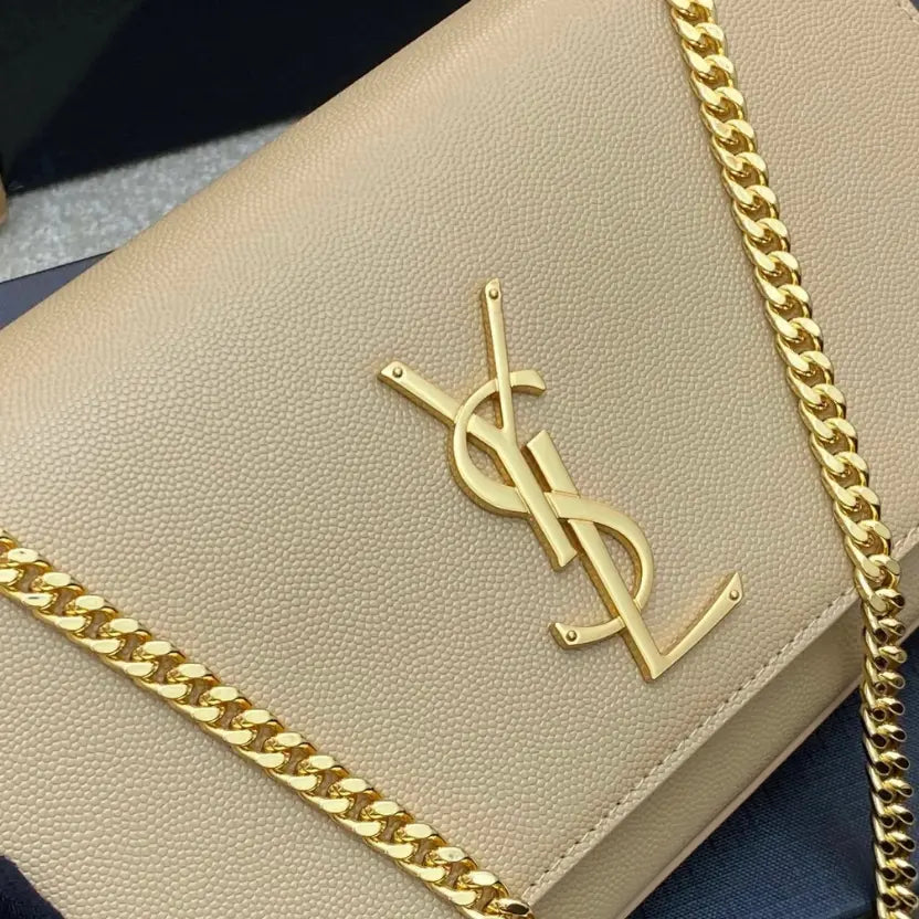 Boutique Quality || YSL Spherical Apricot/Gold Kate chain crossbody bag