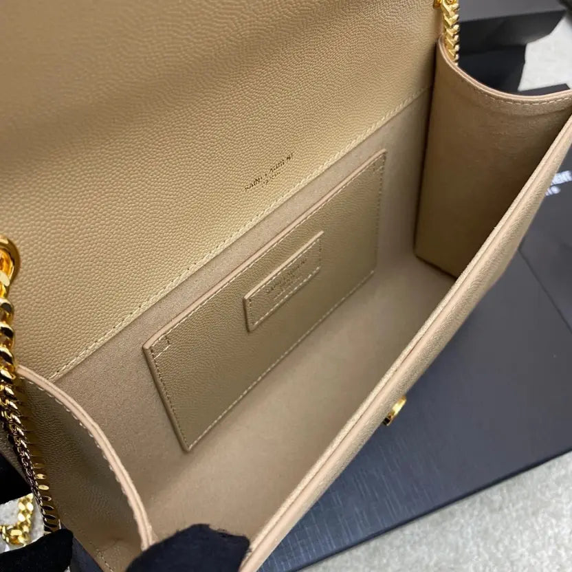 Boutique Quality || YSL Spherical Apricot/Gold Kate chain crossbody bag
