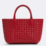 Boutique Quality || Bottega Veneta Cabat Mini Bag In Red Intrecciato Lambskin