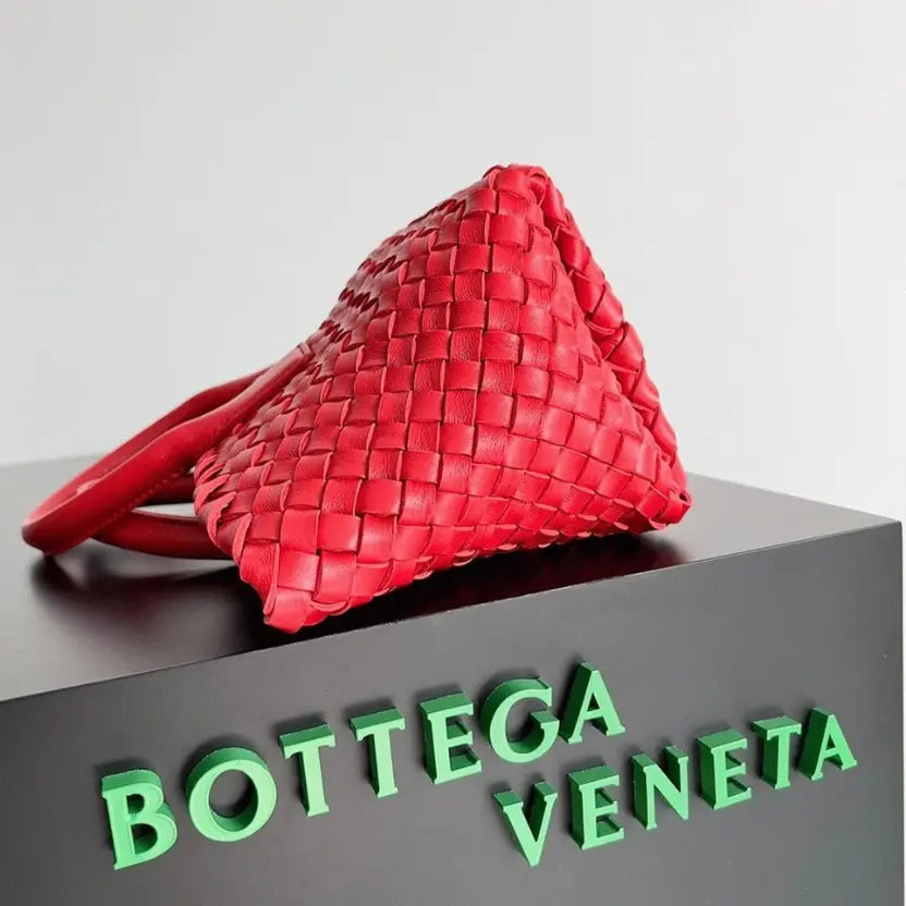 Boutique Quality || Bottega Veneta Cabat Mini Bag In Red Intrecciato Lambskin