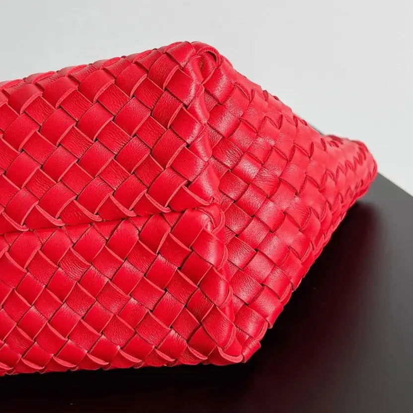 Boutique Quality || Bottega Veneta Cabat Mini Bag In Red Intrecciato Lambskin