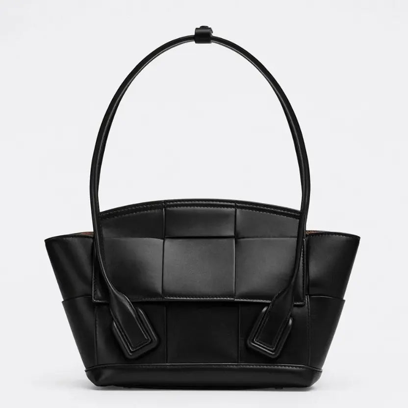 Boutique Quality || Bottega Veneta Arco Small Bag In Black Intrecciato Calfskin