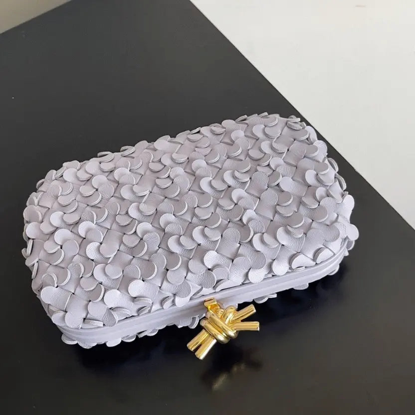 Boutique Quality || Bottega Veneta Knot Minaudiere Clutch Oyster Sequins