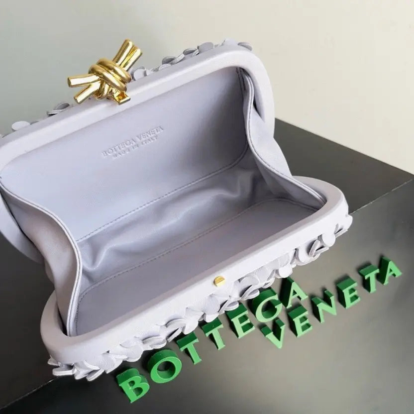 Boutique Quality || Bottega Veneta Knot Minaudiere Clutch Oyster Sequins