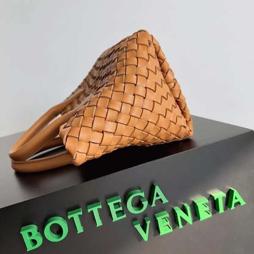 Boutique Quality || Bottega Veneta Cabat Mini Bag In Caramel Intrecciato Lambskin