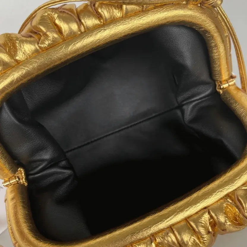 Boutique Quality || Bottega Veneta Mini Pouch with Strap Gold