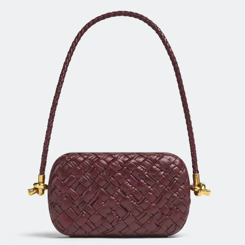 Boutique Quality || Bottega Veneta Knot Minaudiere On Strap Barolo Foulard Intreccio