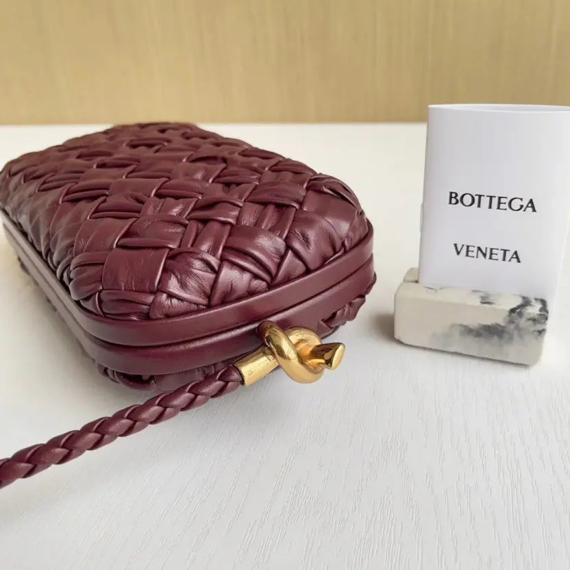 Boutique Quality || Bottega Veneta Knot Minaudiere On Strap Barolo Foulard Intreccio
