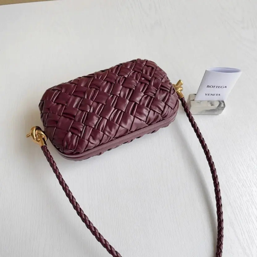Boutique Quality || Bottega Veneta Knot Minaudiere On Strap Barolo Foulard Intreccio
