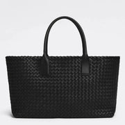 Boutique Quality || Bottega Veneta Cabat Medium Bag In Black Intrecciato Lambskin