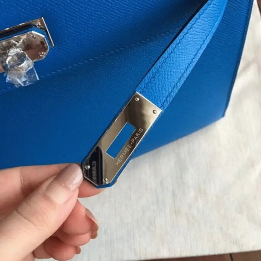 Boutique Quality || Blue Epsom Hermes Kelly 32cm Sellier Fashion Handbag