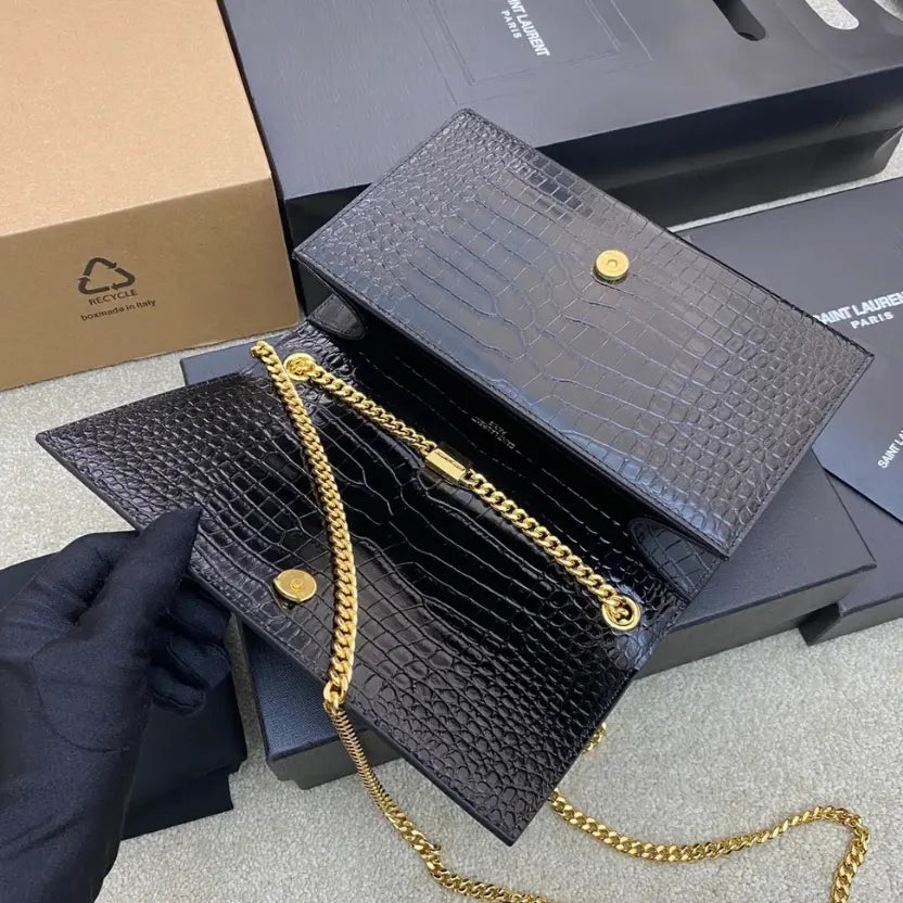 Boutique Quality || YSL Black Kate Chain Crossbody Bag