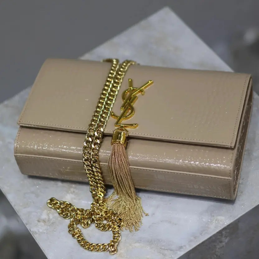 Boutique Quality || YSL KATE 24cm Tassel Bag in Brown