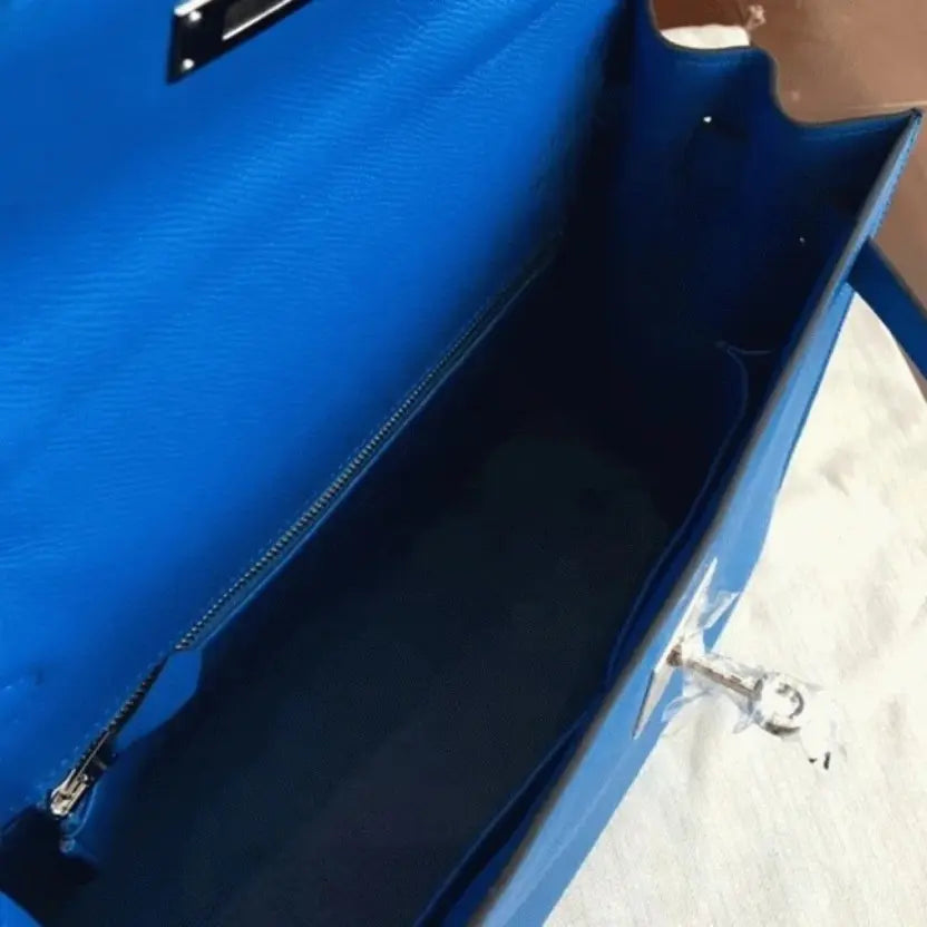 Boutique Quality || Blue Epsom Hermes Kelly 32cm Sellier Fashion Handbag
