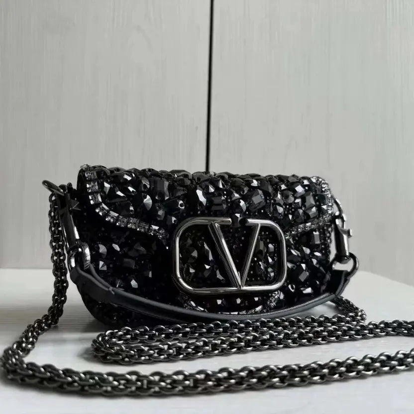 Boutique Level Quality || Valentino Garavani Small Locò Shoulder Bag in Black Leather