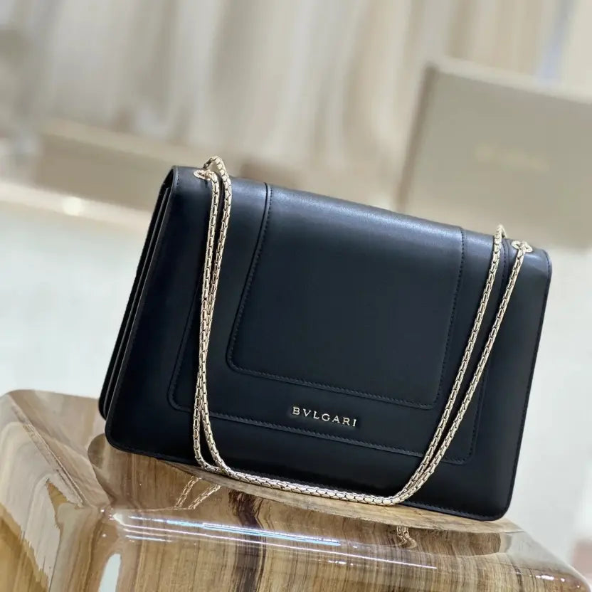 Boutique Level Quality || Bvlgari Serpenti Forever "Double" flap bag in black