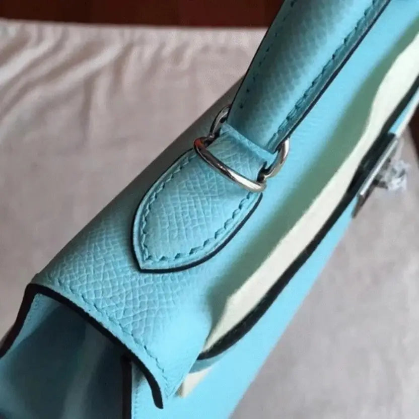 Boutique Quality || Blue Atoll Epsom Hermes Kelly 25cm Sellier Elegant Handbag