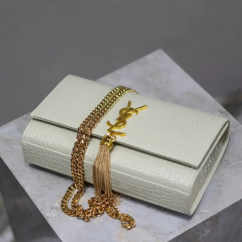 Boutique Quality || YSL KATE 24cm Tassel Bag in White