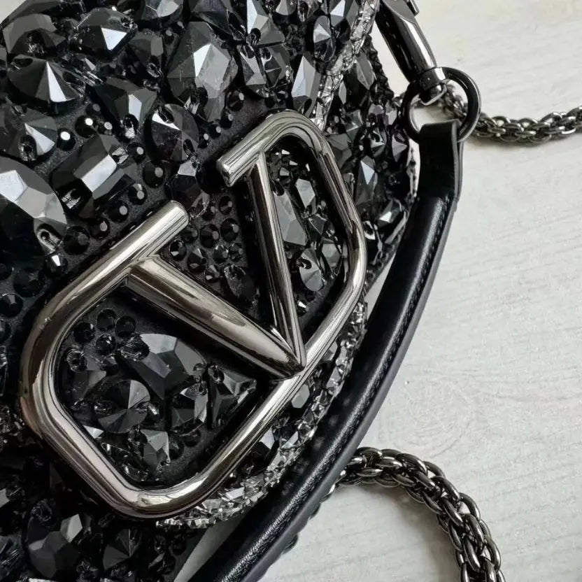 Boutique Level Quality || Valentino Garavani Small Locò Shoulder Bag in Black Leather