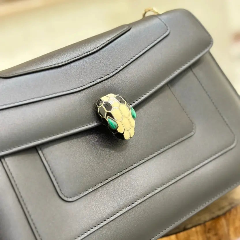 Boutique Level Quality || Bvlgari Serpenti Forever "Double" flap bag in black