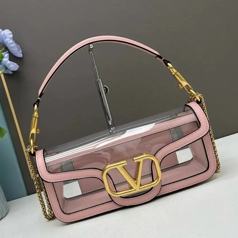 Boutique Level Quality || Valentino Garavani's Transparent Loco Handbag in Pink