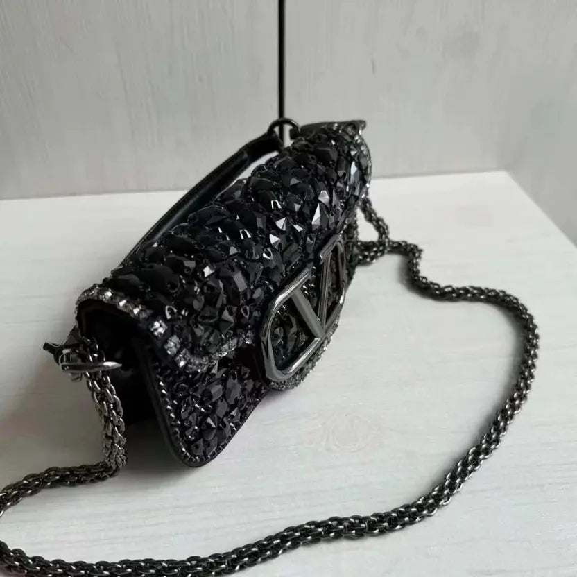 Boutique Level Quality || Valentino Garavani Small Locò Shoulder Bag in Black Leather