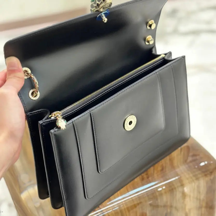 Boutique Level Quality || Bvlgari Serpenti Forever "Double" flap bag in black