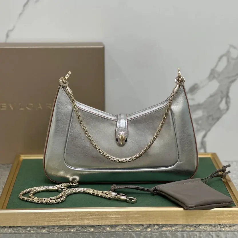 Boutique Level Quality || Bvlgari SERPENTI BAIA series underarm bag in silver