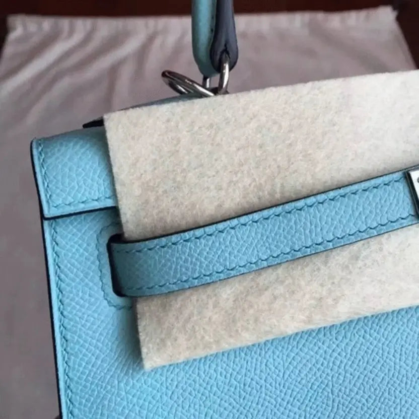 Boutique Quality || Blue Atoll Epsom Hermes Kelly 25cm Sellier Elegant Handbag