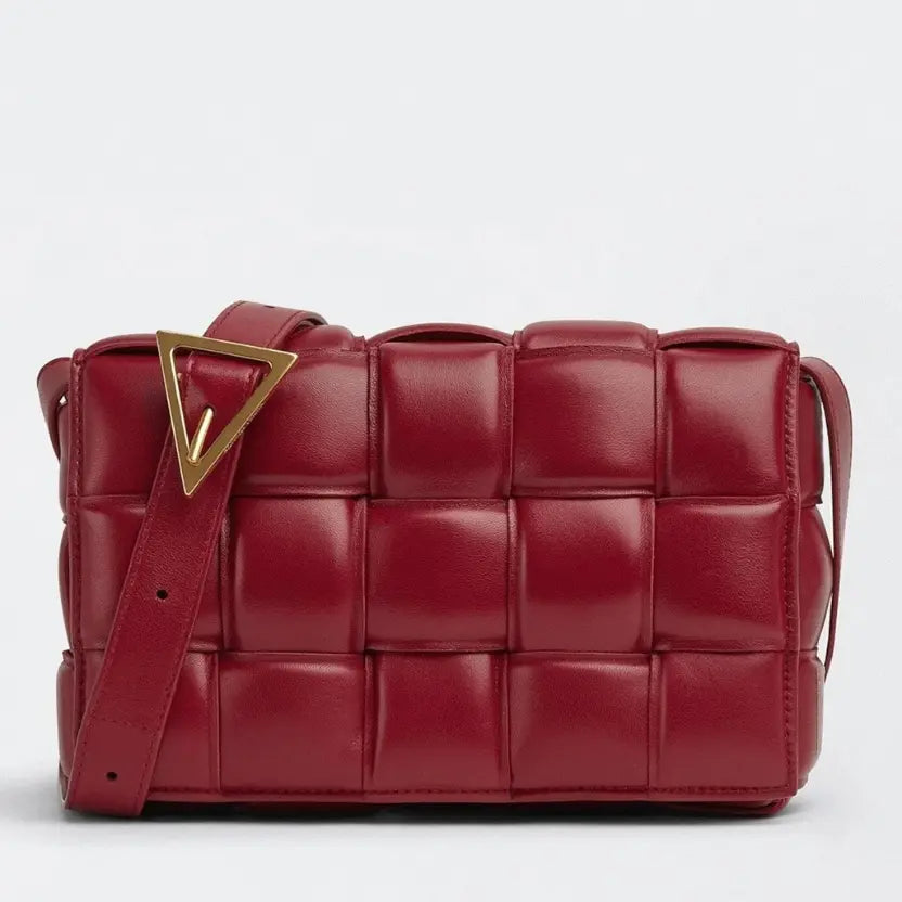 Boutique Quality || Bottega Veneta Faux Padded Cassette Bag In Dark Red