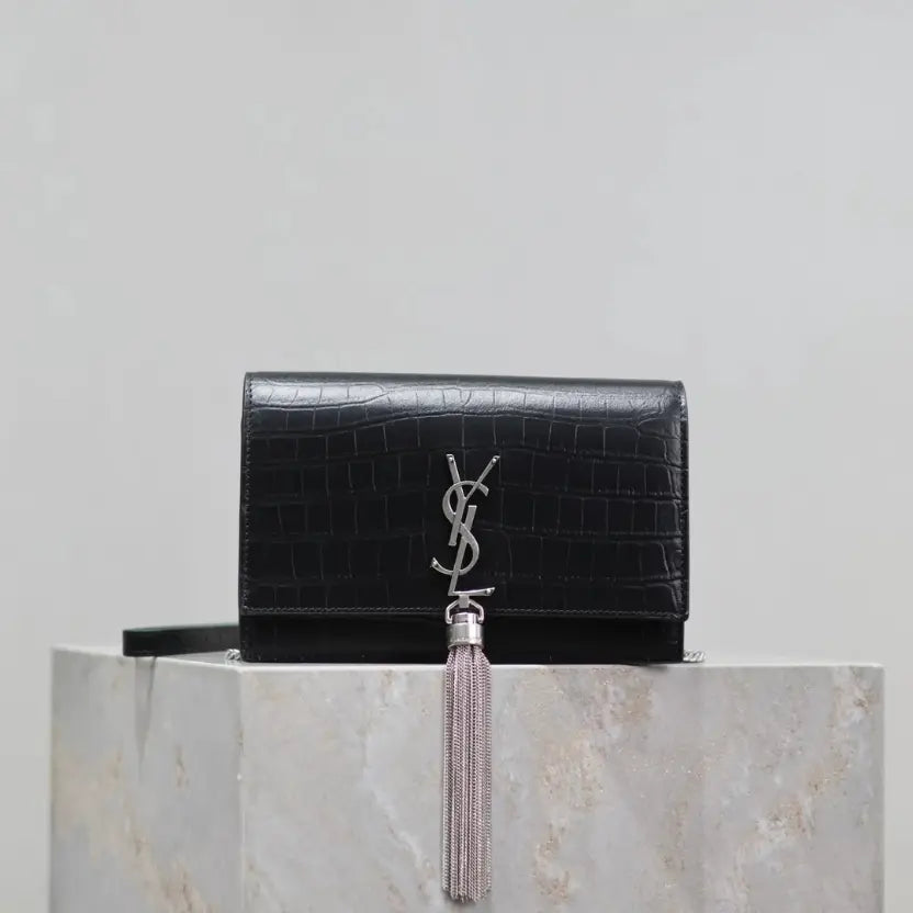 Boutique Quality || YSL Kate tassel chain bag in Matte Black