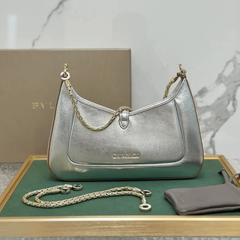 Boutique Level Quality || Bvlgari SERPENTI BAIA series underarm bag in silver