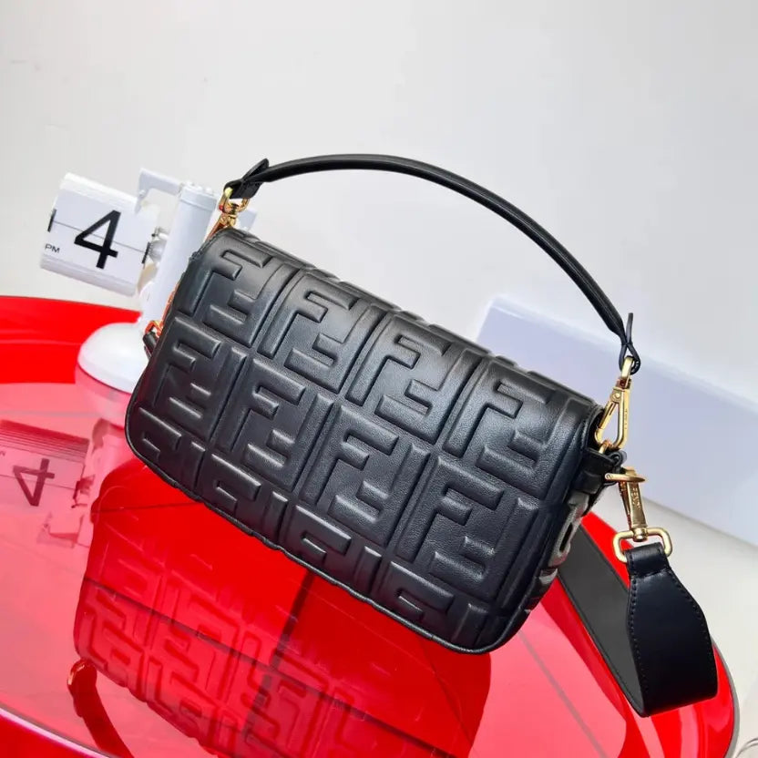 Boutique Quality || Fendi Baguette Bag in Black Leather