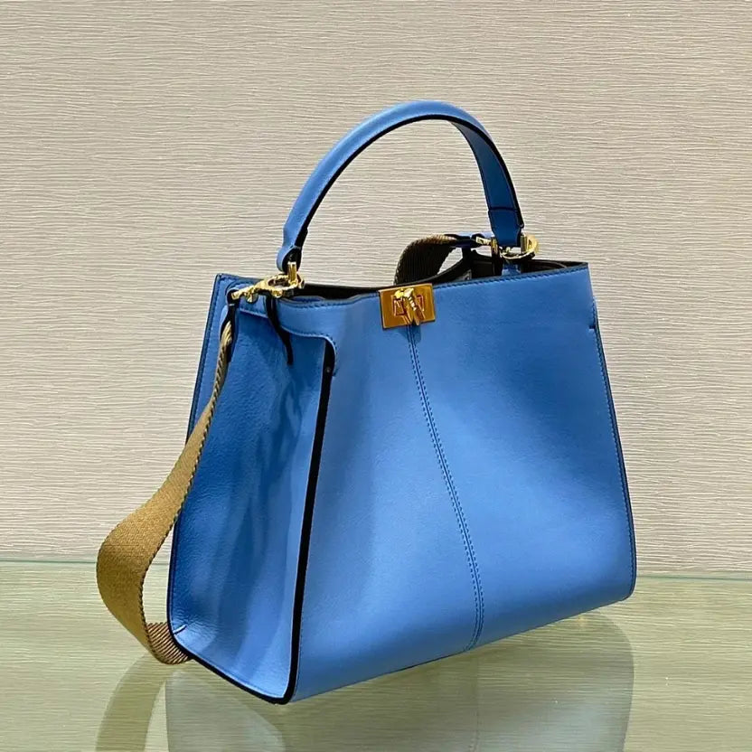 Boutique Quality || Fendi Peekaboo X-Lite Medium Bag in Blue Leather