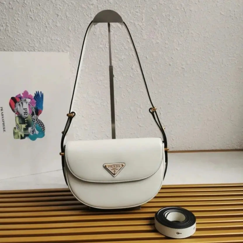 Boutique Quality || Prada Arque Shoulder Bag with Flap in White