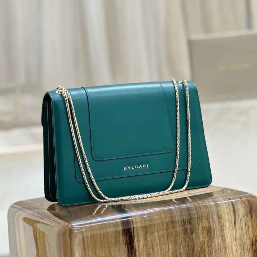 Boutique Level Quality || Bvlgari Serpenti Forever "Double" Flap Bag in Green