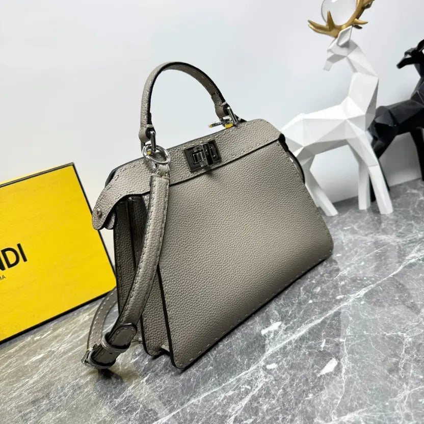 Boutique Quality || Peekaboo ISeeU Small Handbag in Pigeon Grey