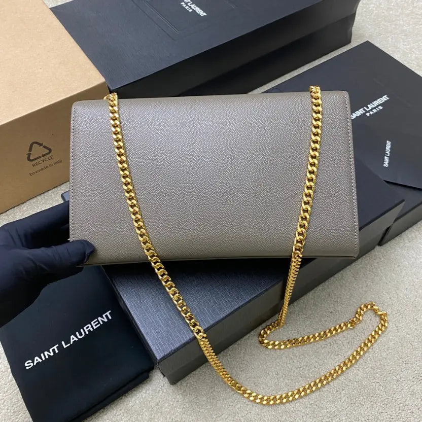Boutique Quality || YSL Spherical Gray/Gold Kate Chain Crossbody Bag