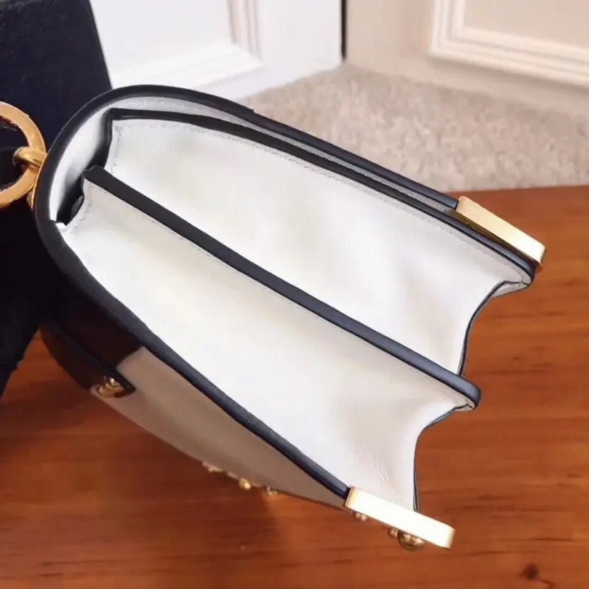 Boutique Quality ||  Prada White/Black Cahier Shoulder Bag Knockoff