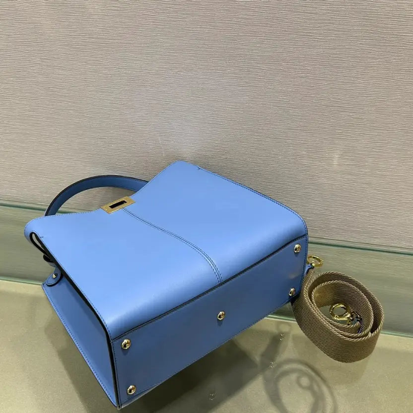 Boutique Quality || Fendi Peekaboo X-Lite Medium Bag in Blue Leather