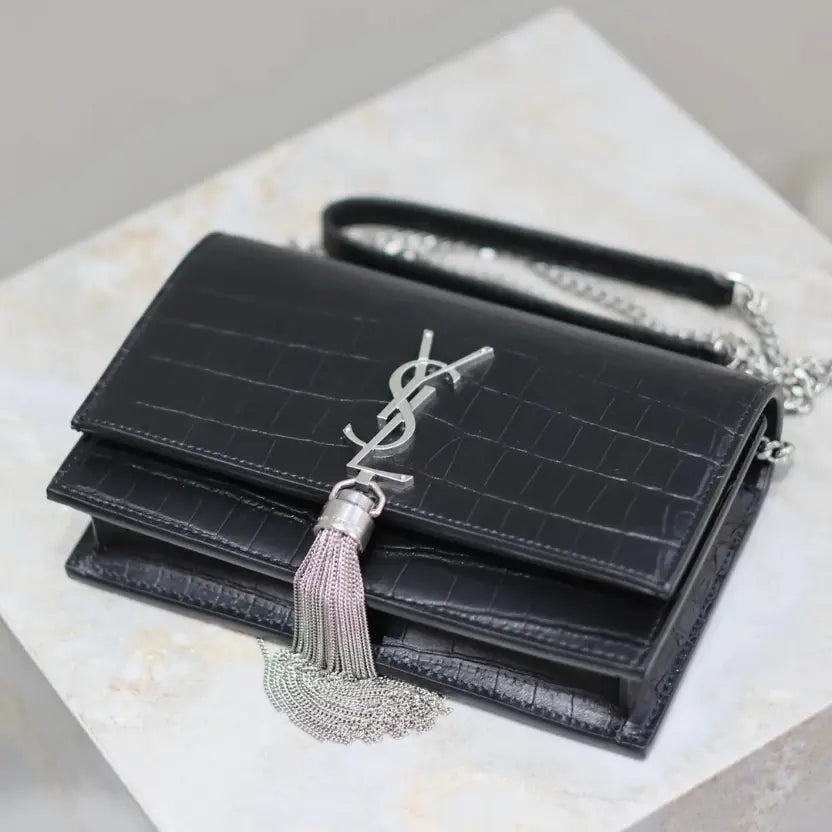 Boutique Quality || YSL Kate tassel chain bag in Matte Black